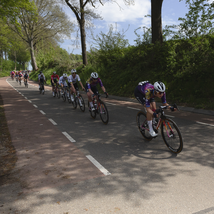 Amstel Gold Race Ladies Edition 2025 - Riders take on the tree lined descent into Schoonbron