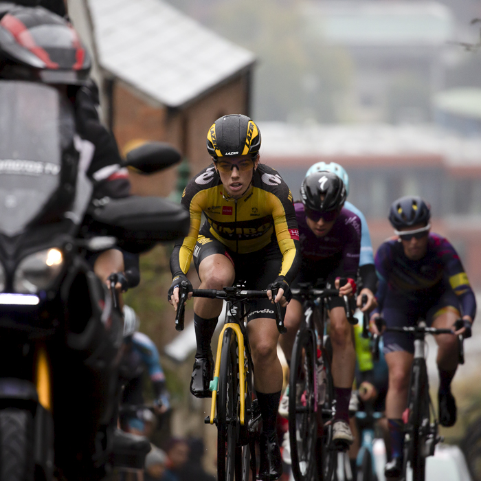 British National Road Championships 2021 - Women’s Road Race - Anna Henderson of Team Jumbo-Visma rides up Michaelgate in Lincoln