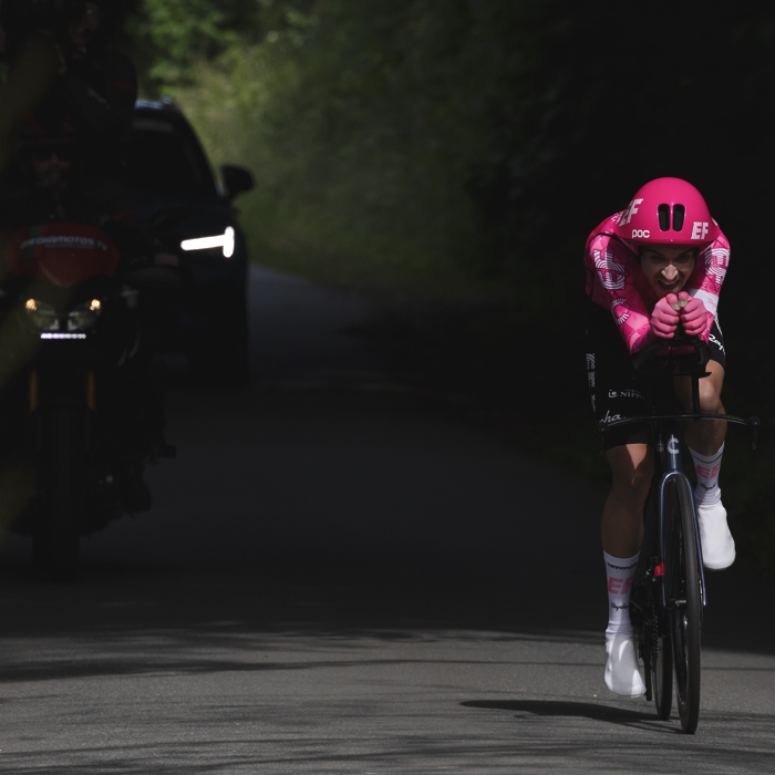 British National Road Championships 2025 - Time Trial - Elite Men - Max Walker of EF Education - EasyPost in a tuck position