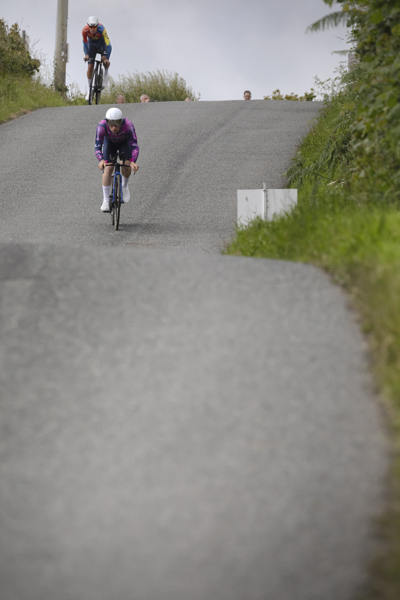 British National Road Championships 2025 - Time Trial - U23 Men - Ben Wiggins & Seb Grindley within seconds of each other as they begin a descent