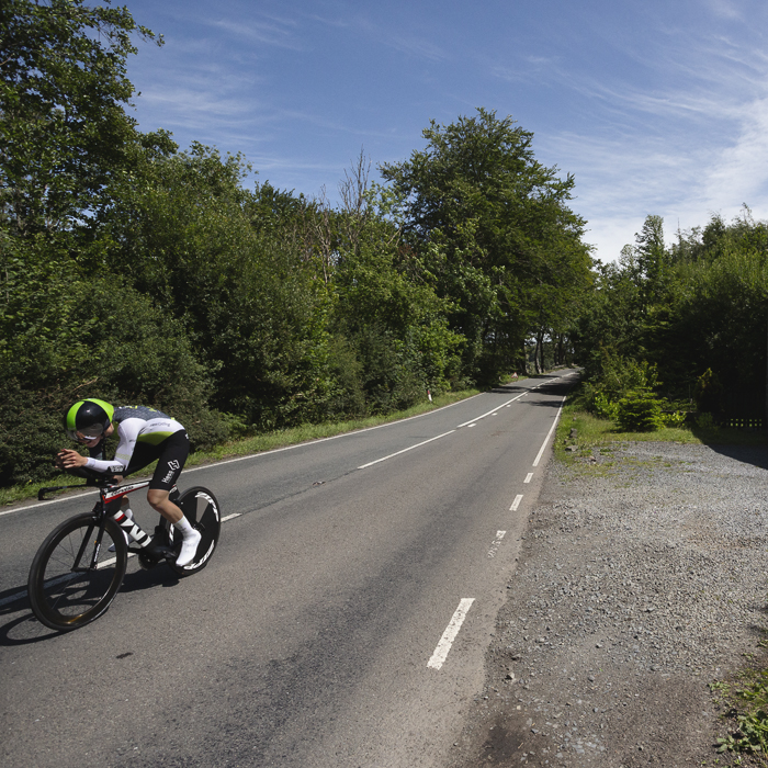 British National Road Championships 2025 - Time Trial - U23 Women - Holly Ramsey of Hess Cycling Team on tree lined roads during the event