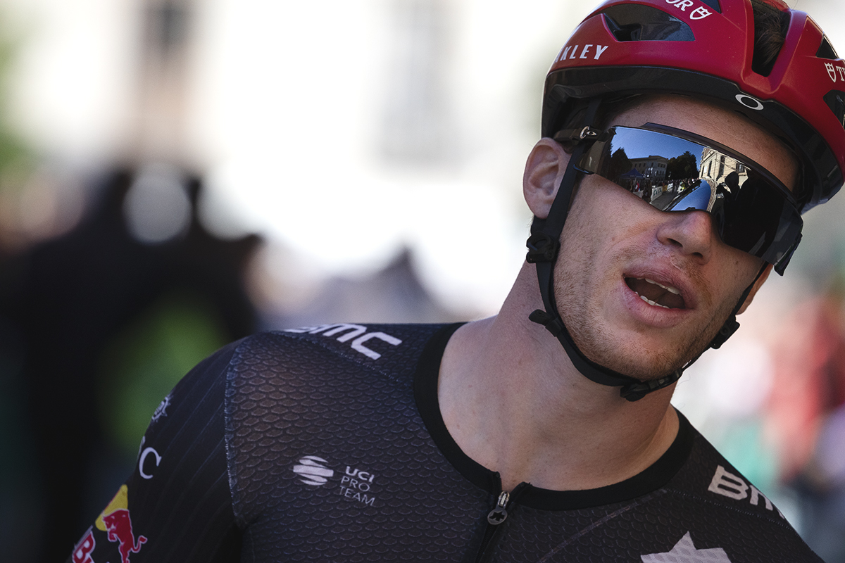 Coppa Bernocchi 2025 - Race hoardings are reflected in the sunglasses of Alberto Dainese 