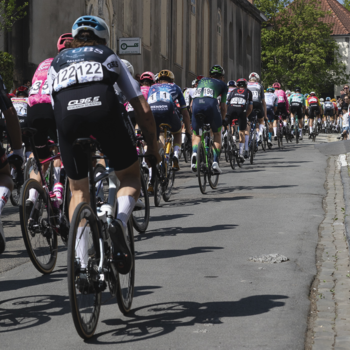 De Brabantse Pijl 2025 - The peloton seen from behind as they tackle the climb