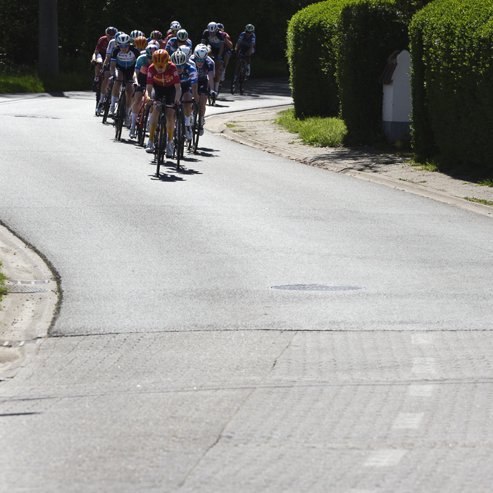 De Brabantse Pijl Vrouwen 2024 - The peloton passes neatly trimmed hedges on Wolfshaegen