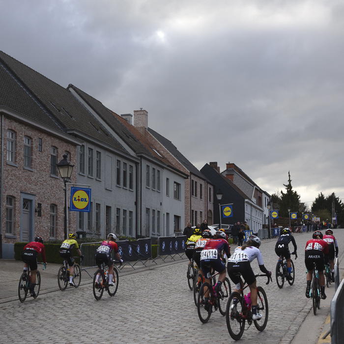Dwars Door Vlaanderen Vrouwen 2024 - The women’s race seen from behind on Nokereberg