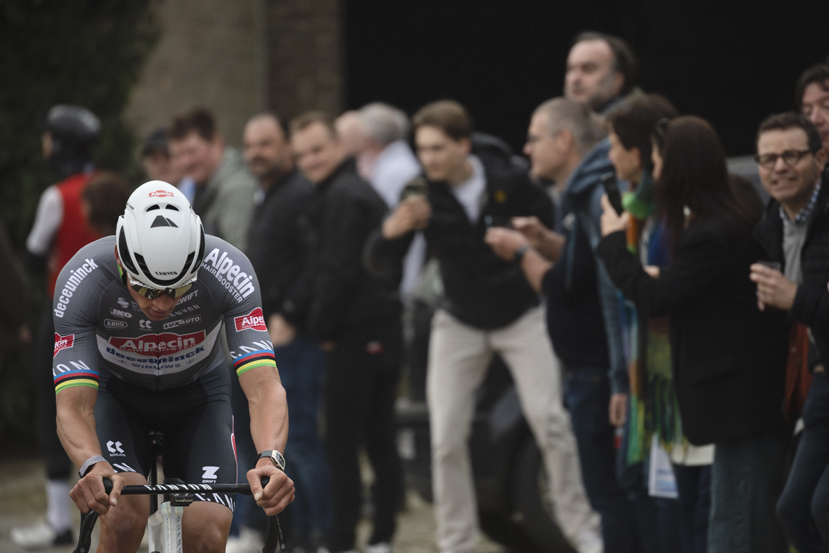 E3 Saxo Classic 2025 - Mathieu van der Poel, head down as he focuses on his race