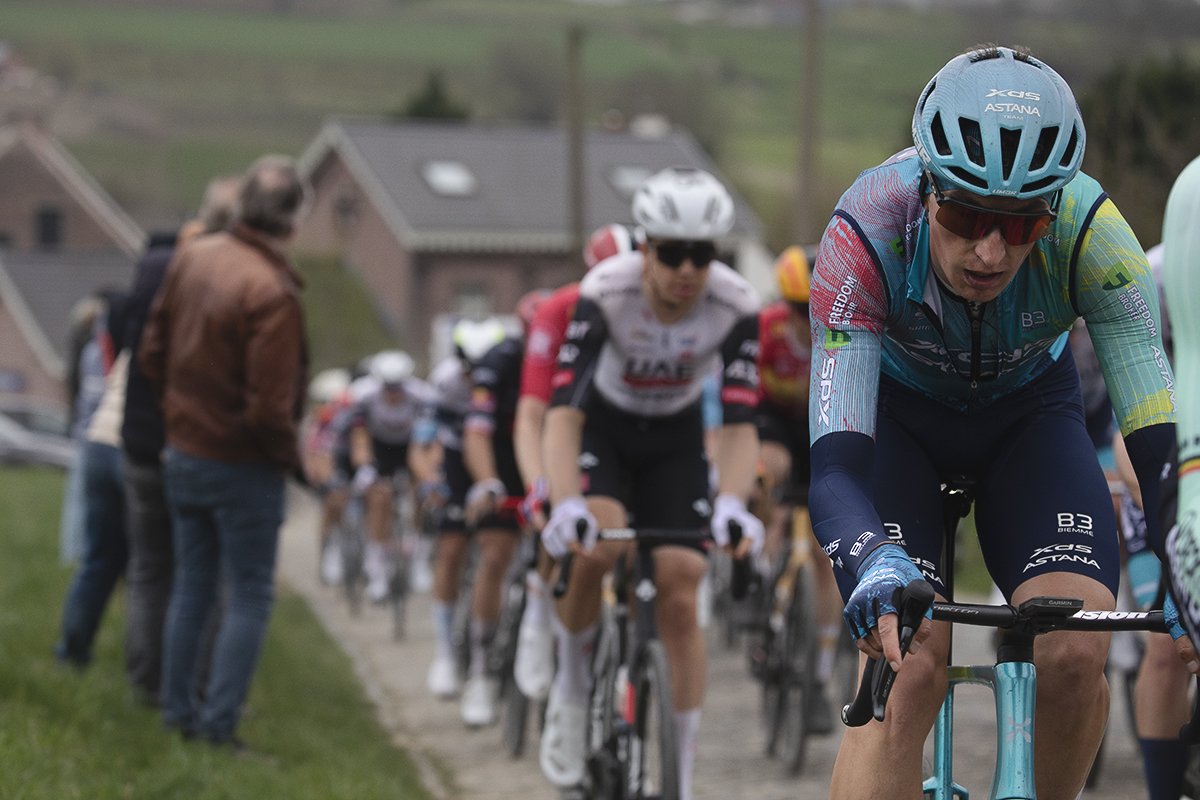 E3 Saxo Classic 2025 - Yevgeniy Fedorov of XDS Astana Team in the peloton on the Stationberg climb
