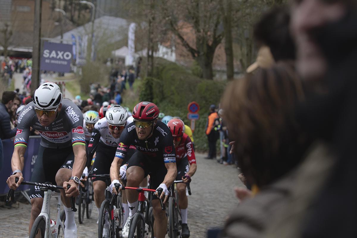 E3 Saxo Classic 2025 - Mathieu van der Poel leads a group of riders up the climb