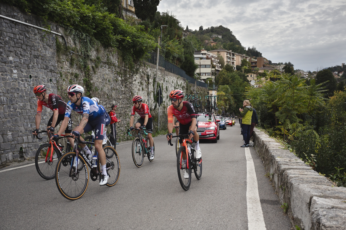 Il Lombardia 2024 - A group of riders tackle the final climb of the race in Como