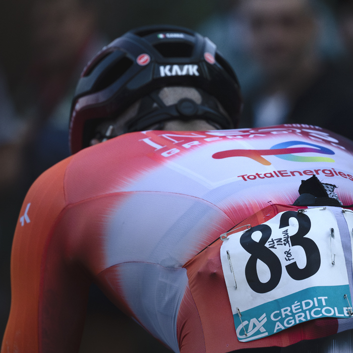 Il Lombardia 2025 - All In For Salva is seen written on Filippo Ganna’s number in respect of his teammate’s final race of his career