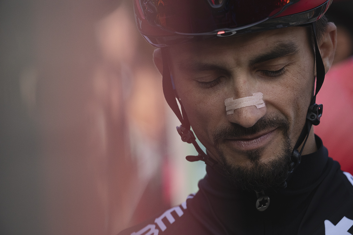 Il Lombardia 2025 - Julian Alaphilippe of Tudor Pro Cycling Team glances downwards before the team presentation