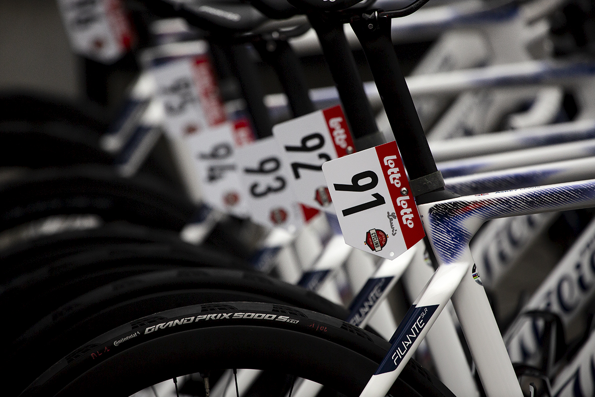 Kuurne Brussel Kuurne 2024 - Lewis Askey’s bike number with Lewis hand-written on it