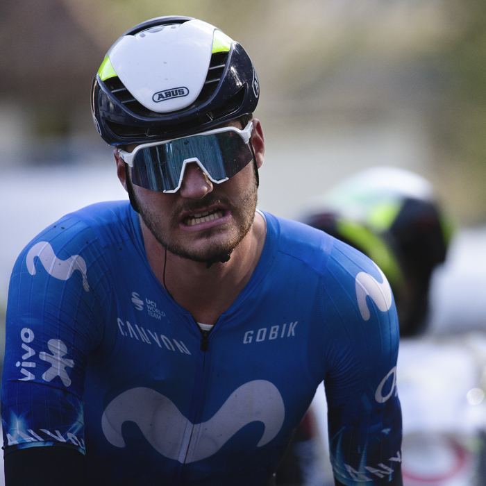 Kuurne Brussel Kuurne 2024 - Manlio Moro - grimaces with effort as he tackles the climb