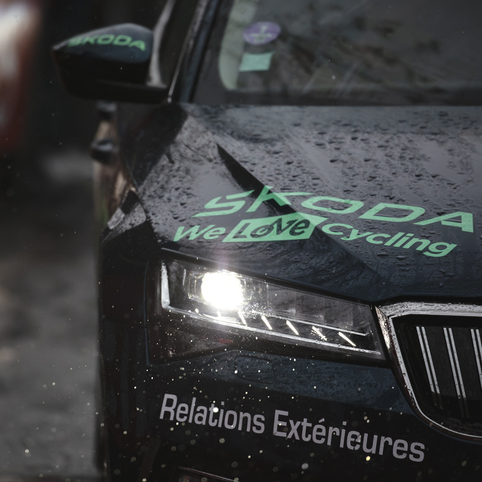 La Flèche Wallonne 2024 - Close up of Skoda - We Love Cycling car