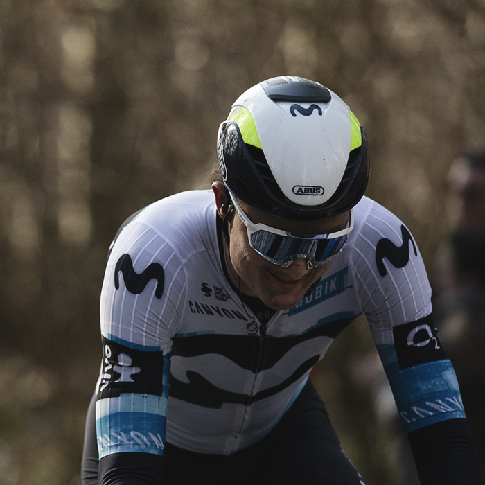 Omloop Nieuwsblad 2025 - Mathias Norsgaard of Movistar Team on the Bosberg