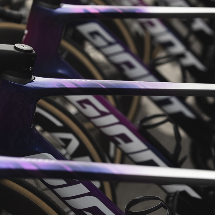 Omloop Nieuwsblad 2025 - Close up of Giant bike frames