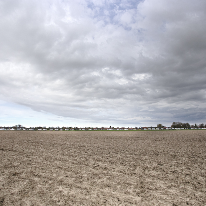 Paris Roubaix 2024 - Camper vans line the course on Camphin-en-Pévèle