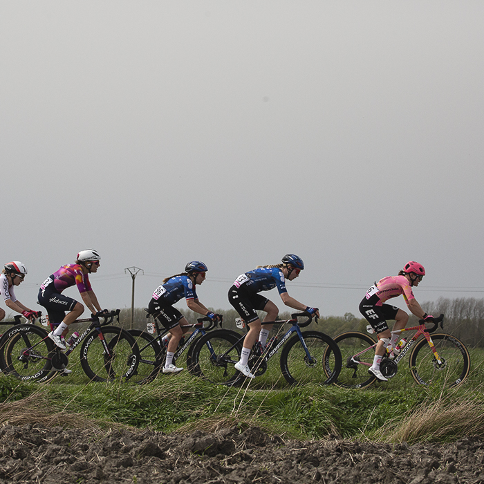 Paris Roubaix Femmes 2024 - Riders on Hornaing à Wandignies in the open fields