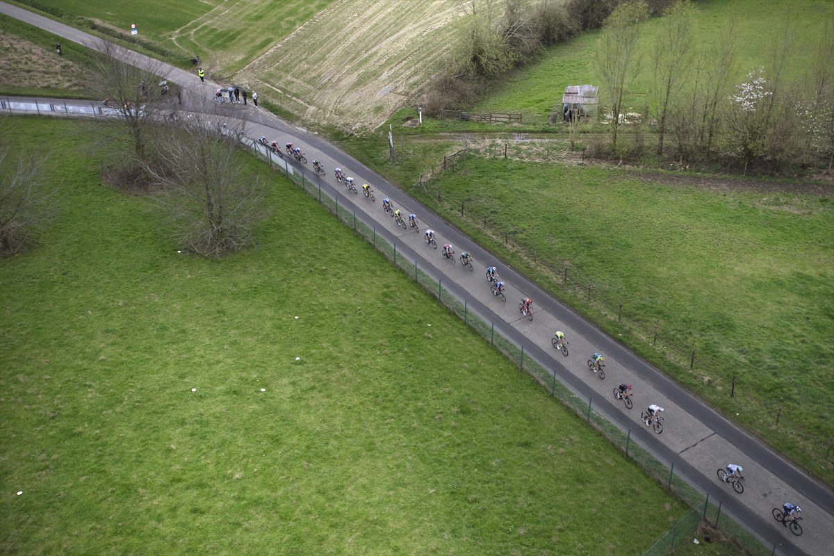 Ronde van Vlaanderen 2024 - An arial view of the race as it wound its way through Brakel