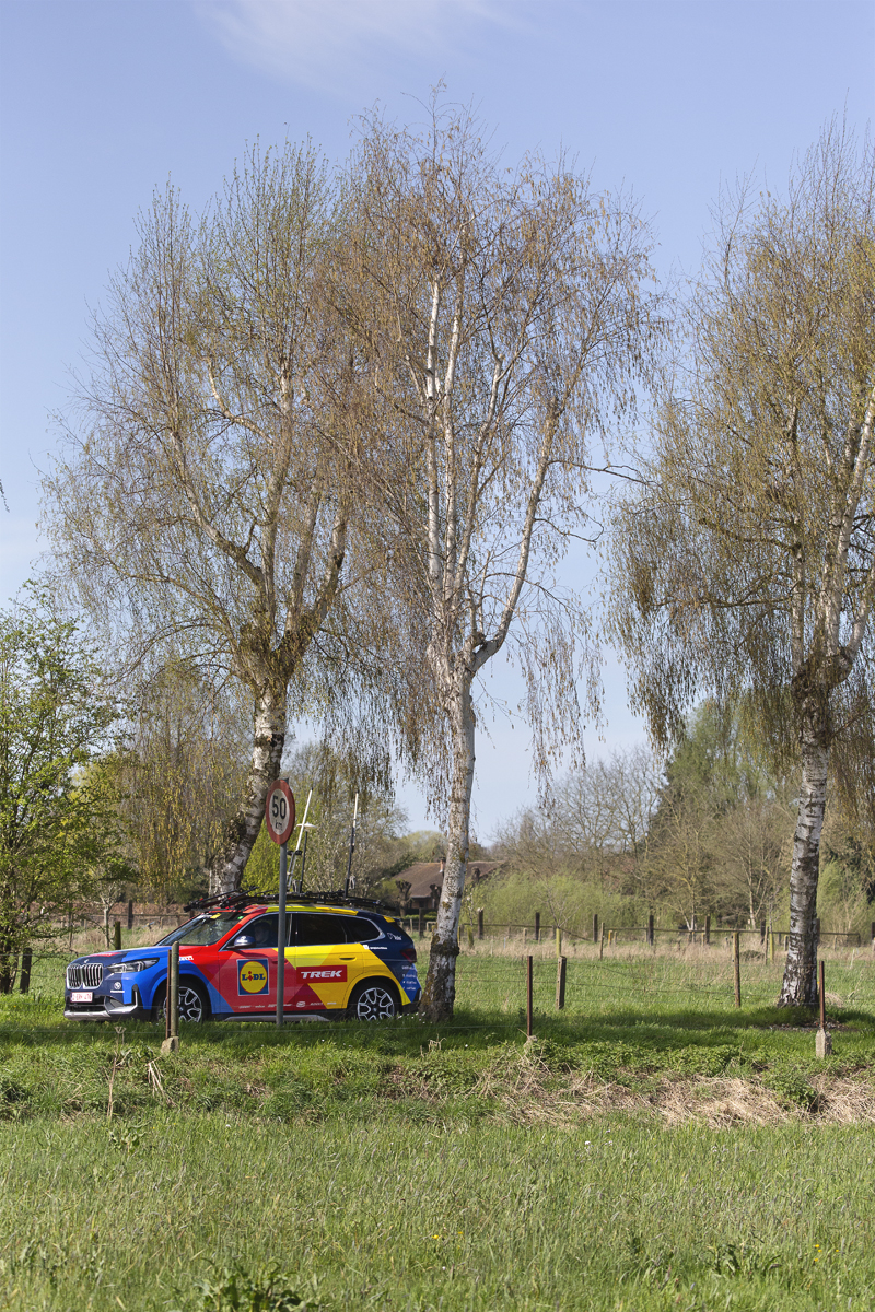 Ronde van Vlaanderen 2024 - A Lidl - Trek team car on the race route
