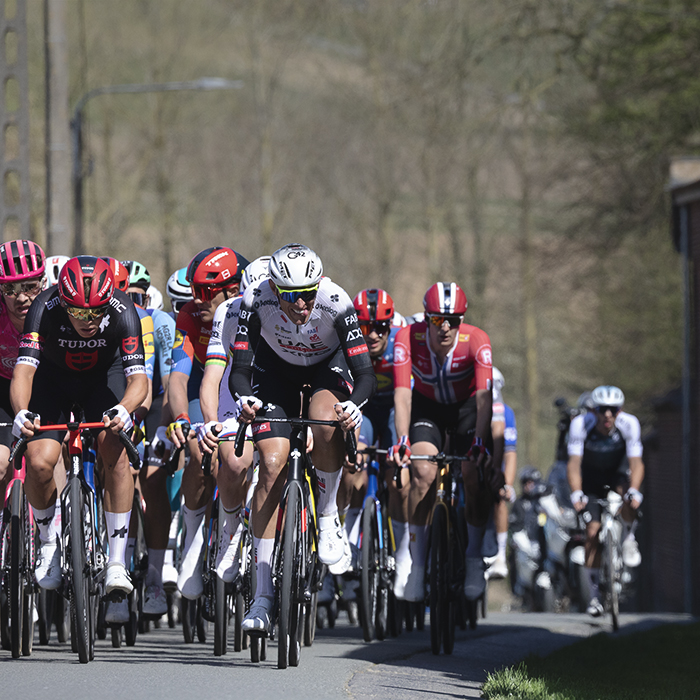 Ronde van Vlaanderen 2025 - The peloton approaches in Schorisse