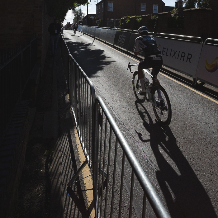 Tour of Britain 2025 - Milan Vader during the neutralised start in Atherstone