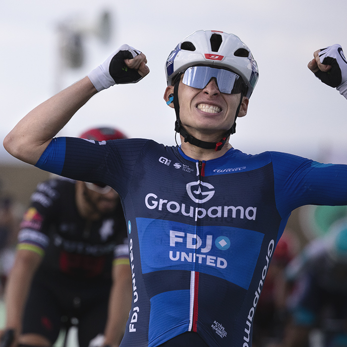 Tour of Britain 2025 - Romain Grégoire celebrates as he wins the stage