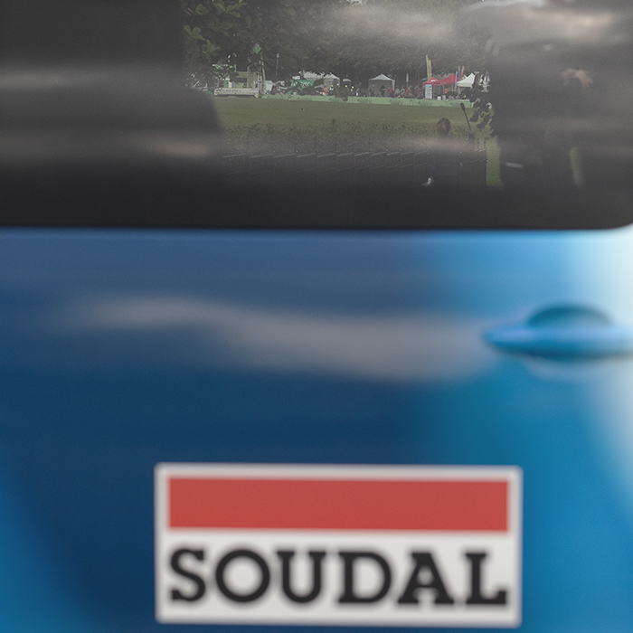 Tour of Britain Women’s 2025 - Stage 4 - Glasgow Green and the race start line seen through an AG Insurance - Soudal Team vehicle