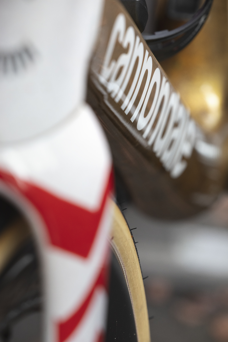 Tour of Britain Women’s 2025 - Stage 4 - Close up of USA and Olympic Champion Kristen Faulkner’s Cannondale