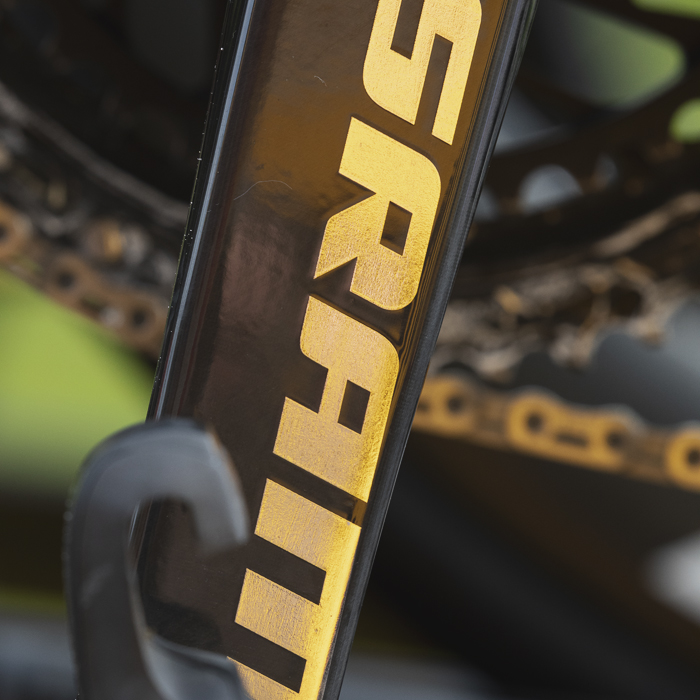 Tour of Britain Women’s 2025 - Stage 4 - Detail shot of a SRAM crank arm reflecting the sun