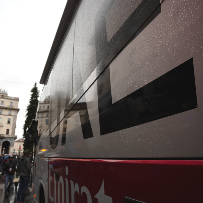 Tre Valli Varesine 2024 - The UAE Team Emirates bus in Varese