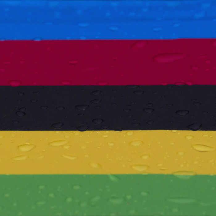 UCI 2019 Road World Championships - the rainbow stripes covered in raindrops