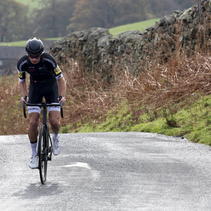 UK National Hill Climb Championships 2023 - Andrew Feather pushes onwards as he makes his way up the climb