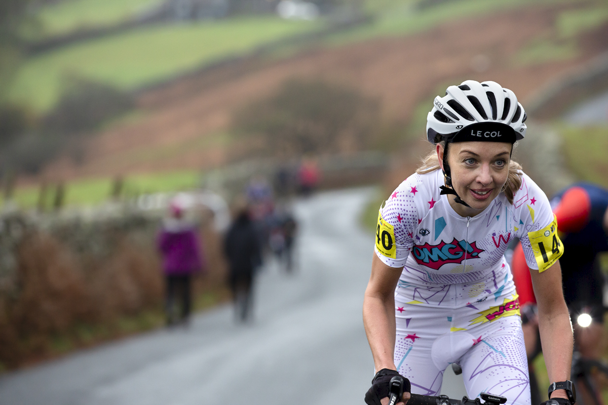 UK National Hill Climb Championships 2023 - Determination is written on Faye Sharpley’s face as she focuses on the climb ahead of her