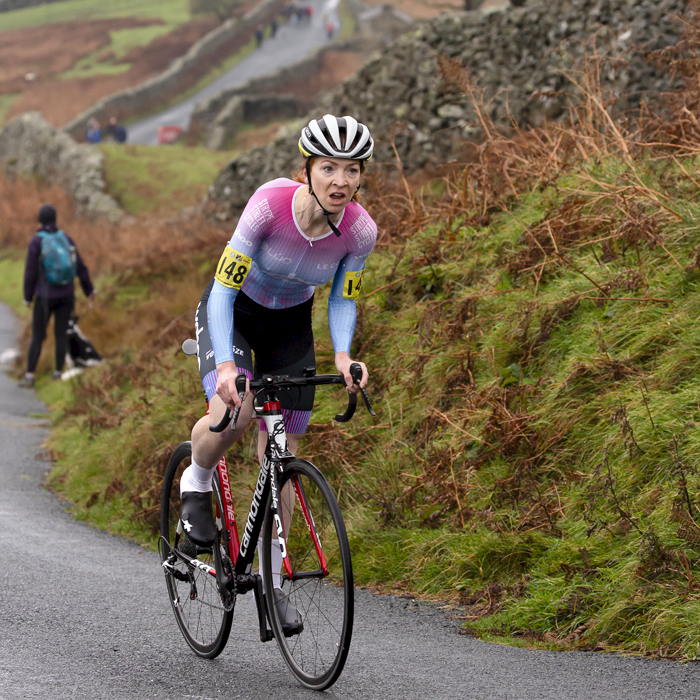 UK National Hill Climb Championships 2023 - Lizi Brooke stands up on her pedals as she pushed onto one of the steeper sections