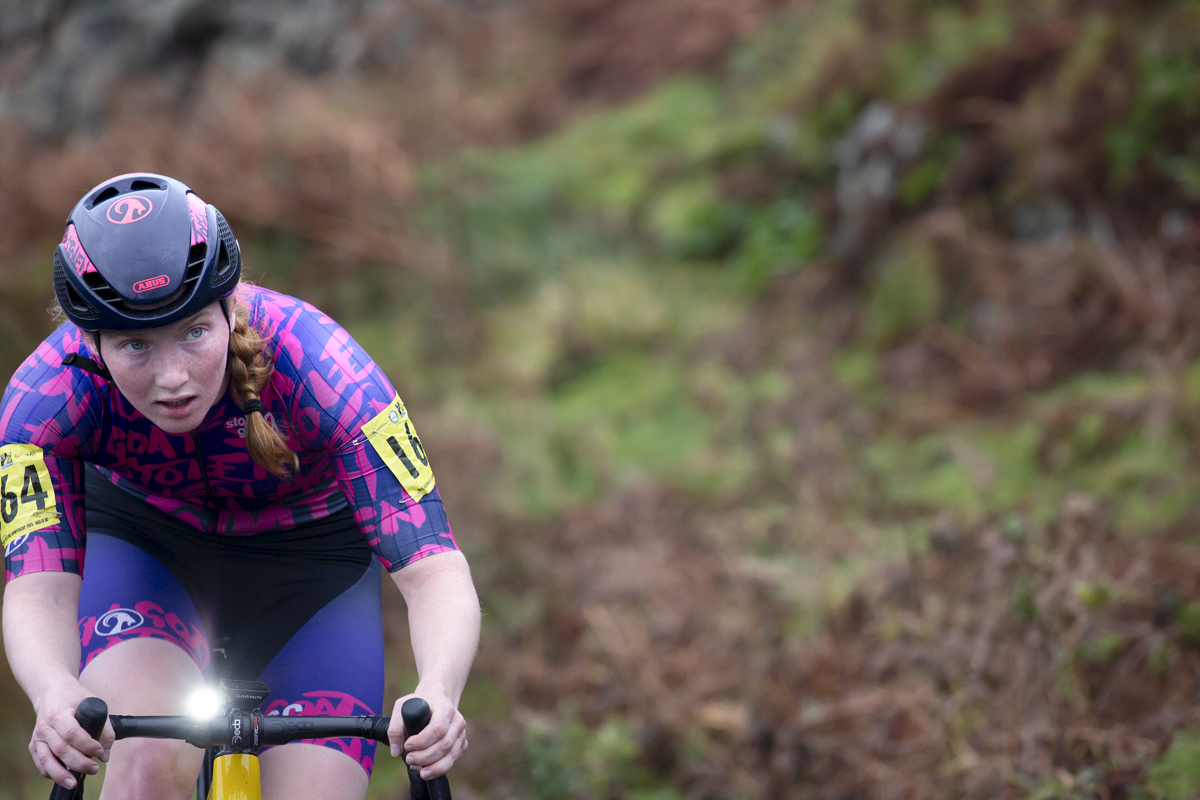 UK National Hill Climb Championships 2023 - Olivia French focuses on the road ahead as she cycles up The Struggle