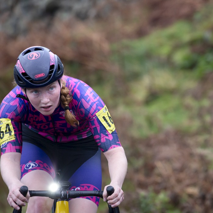 UK National Hill Climb Championships 2023 - Olivia French focuses on the road ahead as she cycles up The Struggle